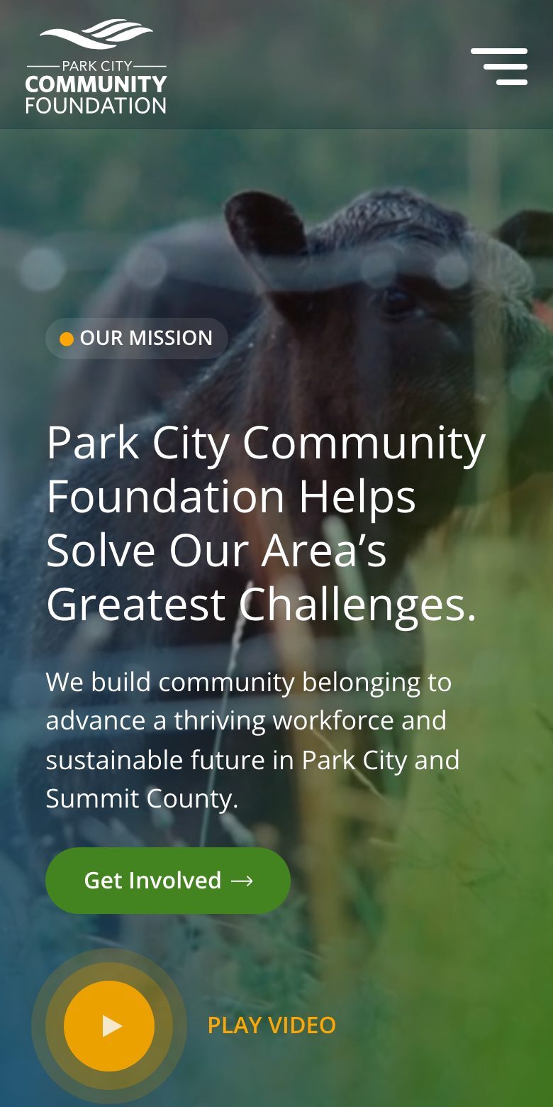 Park City Community Foundation website — mobile view