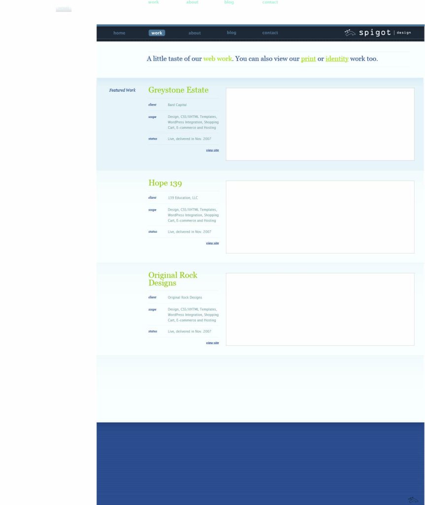 Spigot Design website in 2008