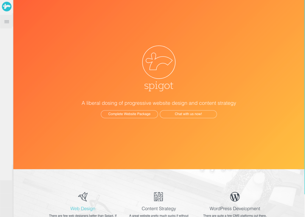 Spigot Design website in 2018