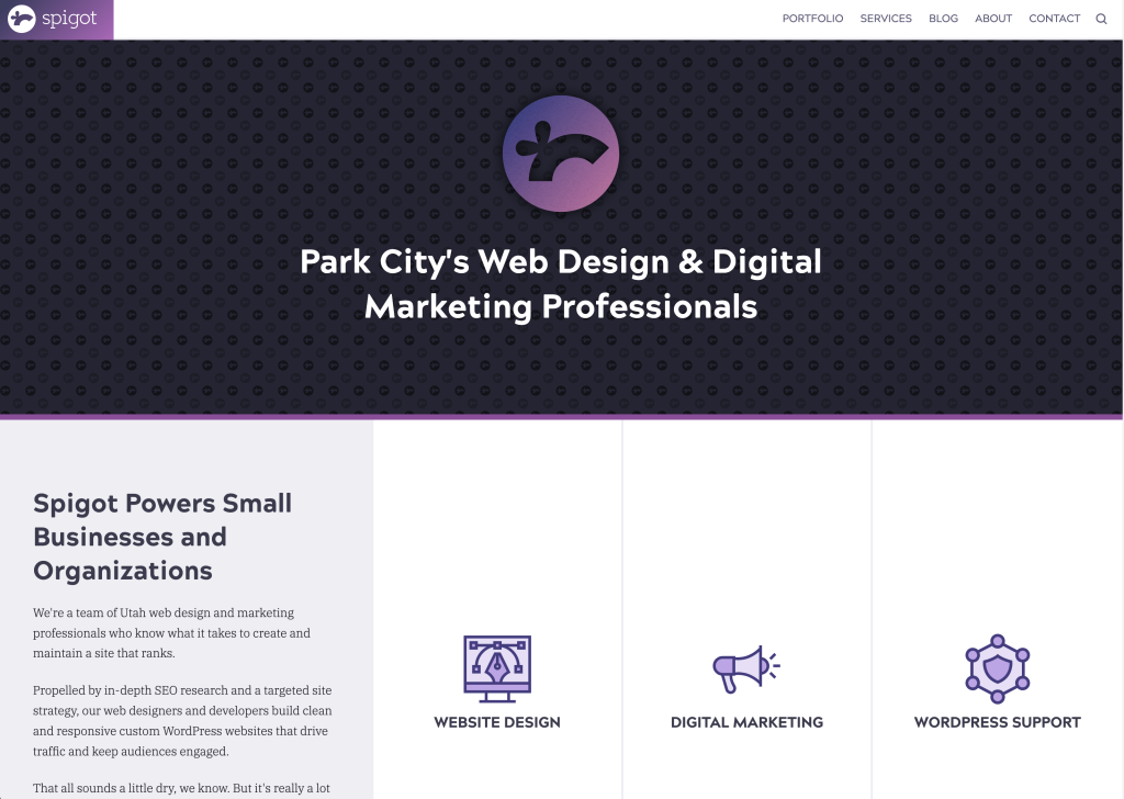 Spigot Design website in 2020