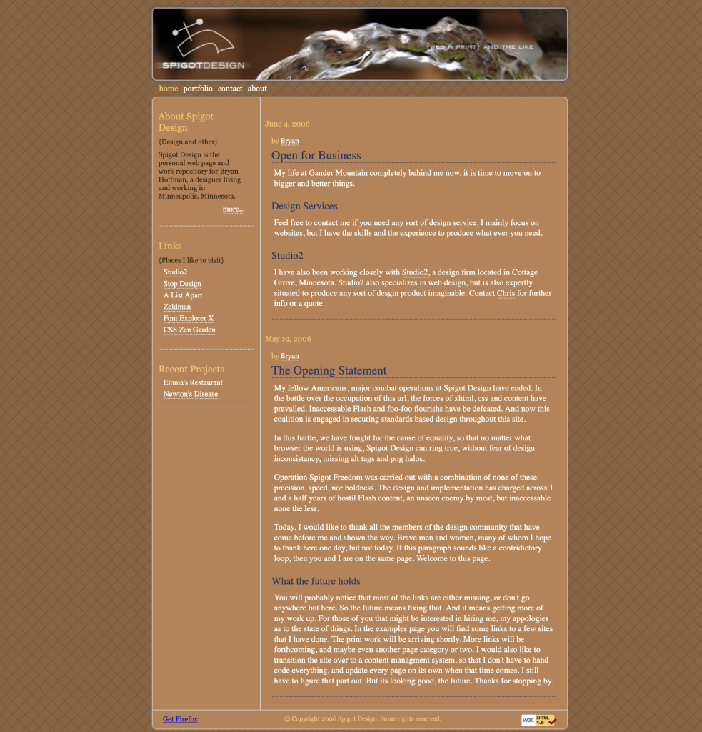 Spigot Design website in 2006