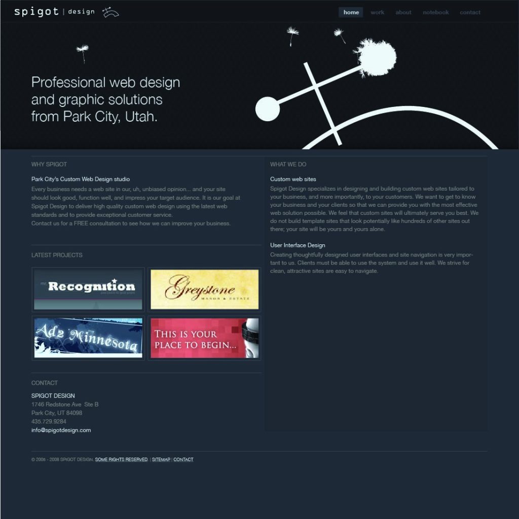 Spigot Design website in 2008